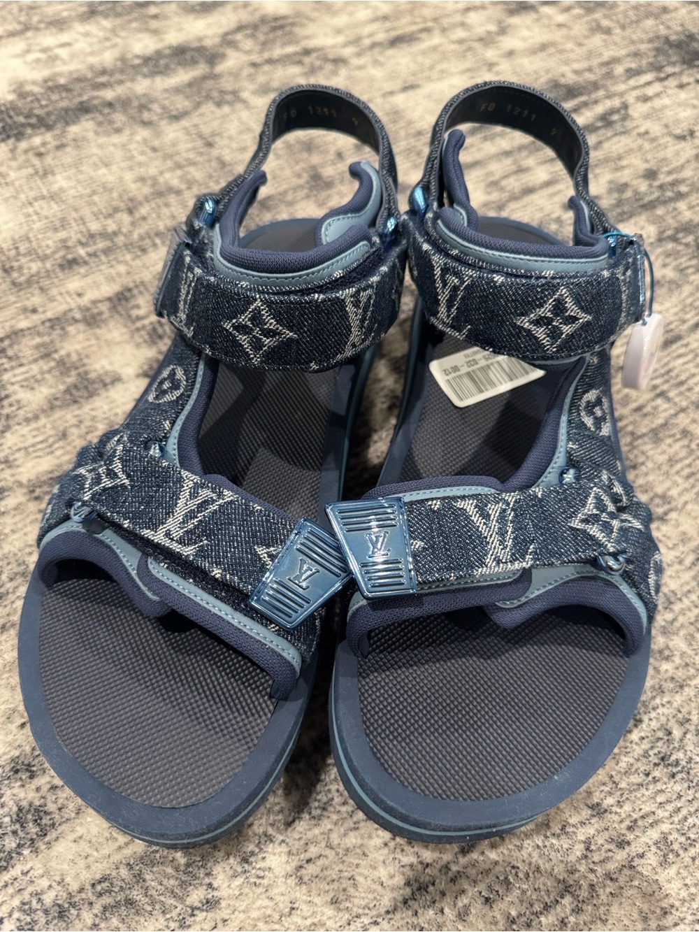 Louis Vuitton Navy Blue Monogram Denim 
Mens Sandals